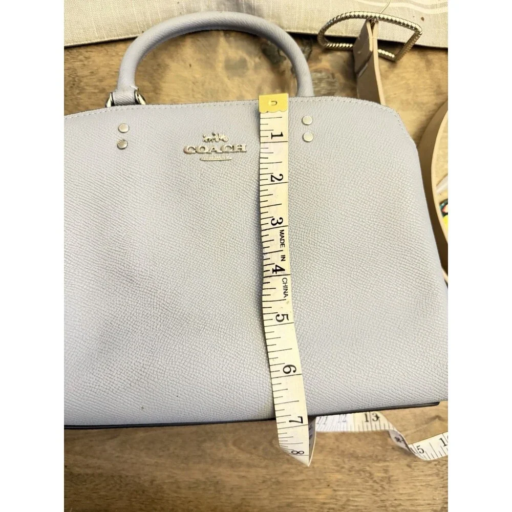 Coach Light Blue Pebbled Leather Satchel Crossbody Shoulder Bag Silver Hardware
